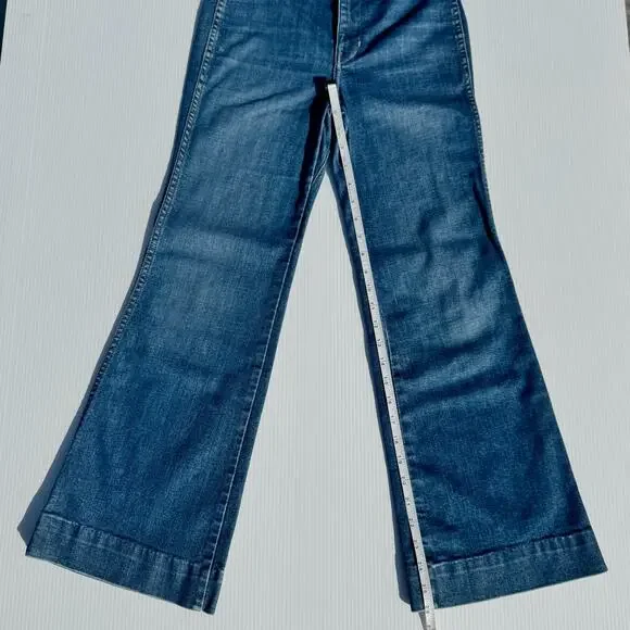 The Great. Sea Wide Leg High Rise Crop Jeans Women’s 26 Retro Boho Coastal Euro - Picture 4 of 15